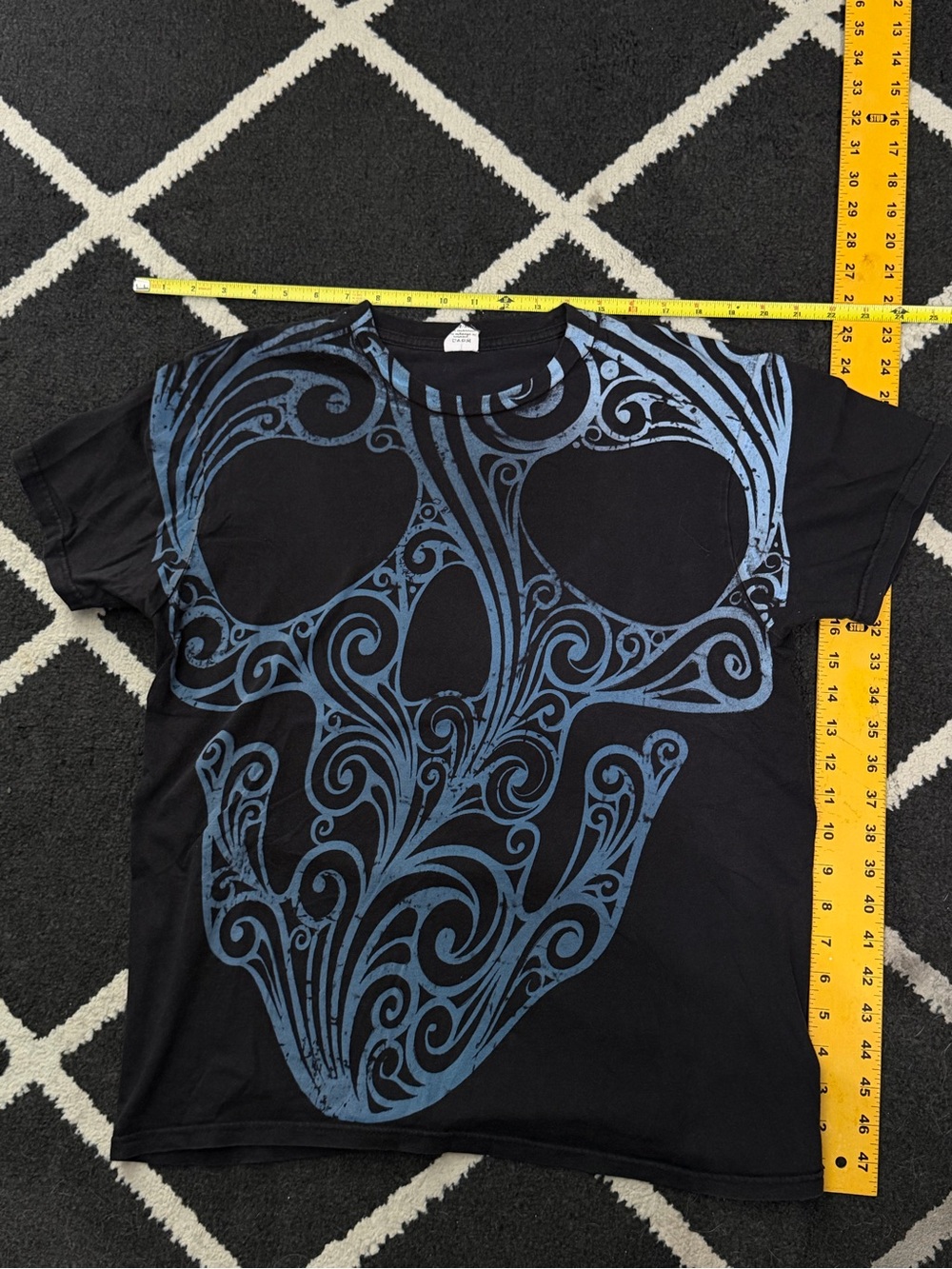 Hanes Black T-Shirt with Blue Skull Graphic